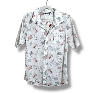 Travis Mathew Americana 4th of July Button Down Short Sleeve Shirt Size Medium